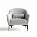 Grijze fauteuil met kussen van stof en zwart metalen onderstel 80 x 80 x 75cm