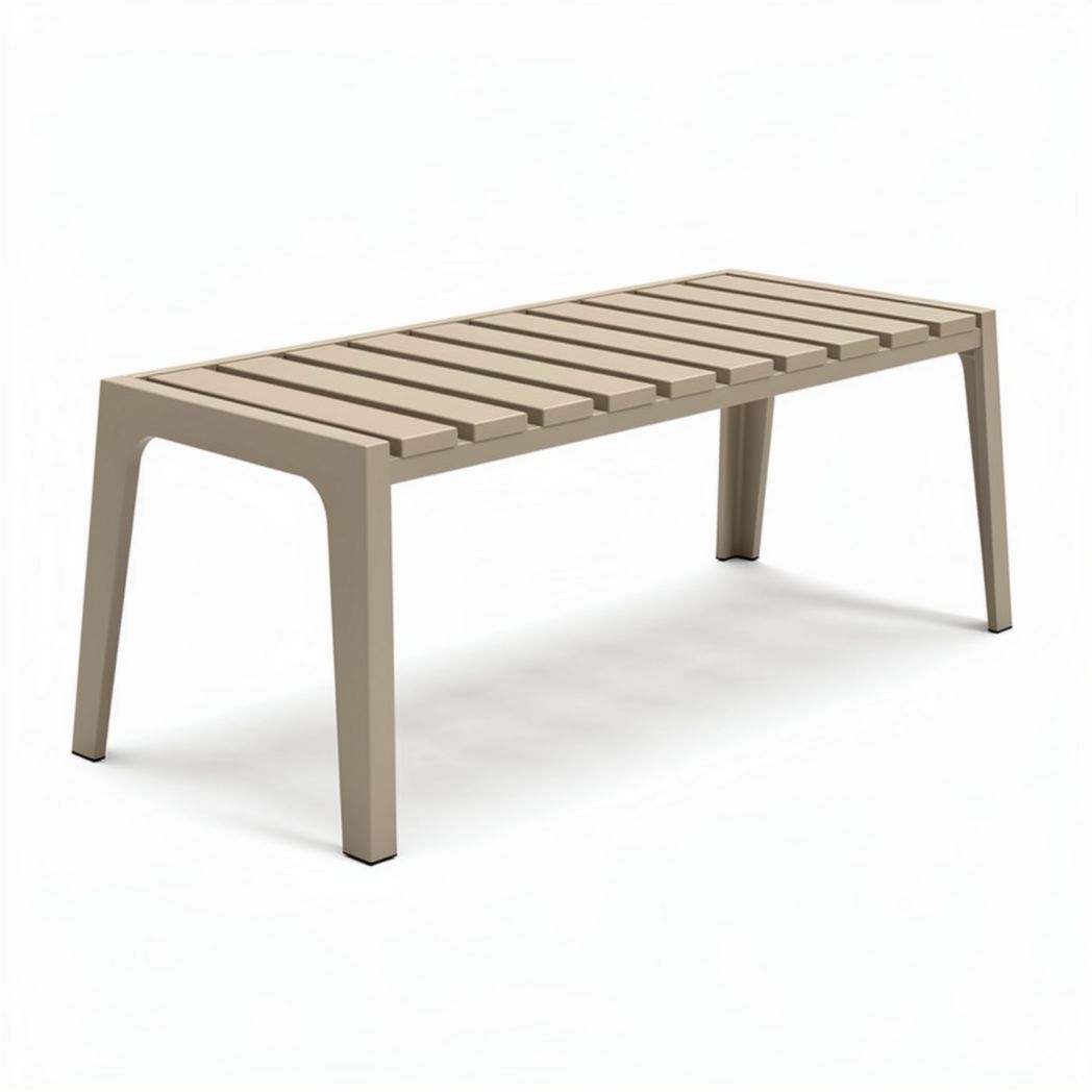 eenvoudige kunststof tafel voor buiten 120 x 60 x 45cm in beige kleur