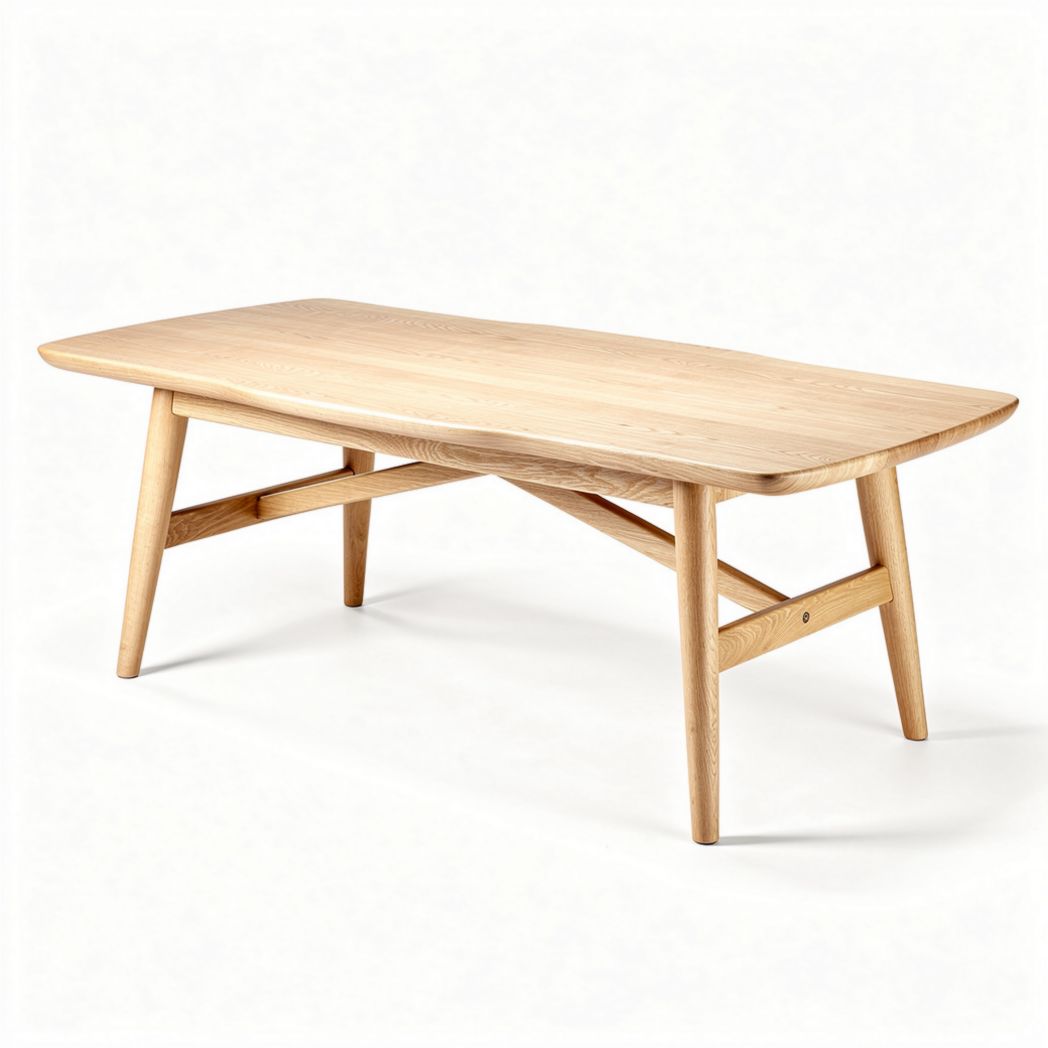Koffietafel van eikenhout 150 x 80 x 75 cm met natuurlijke afwerking