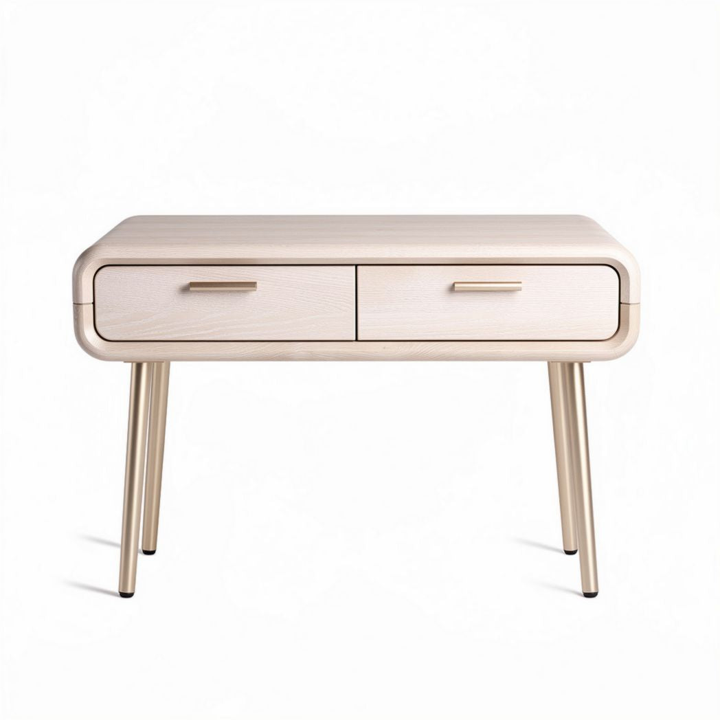 Houten bureau met twee lades afmetingen 80 x 40 x 75cm licht eiken kleur