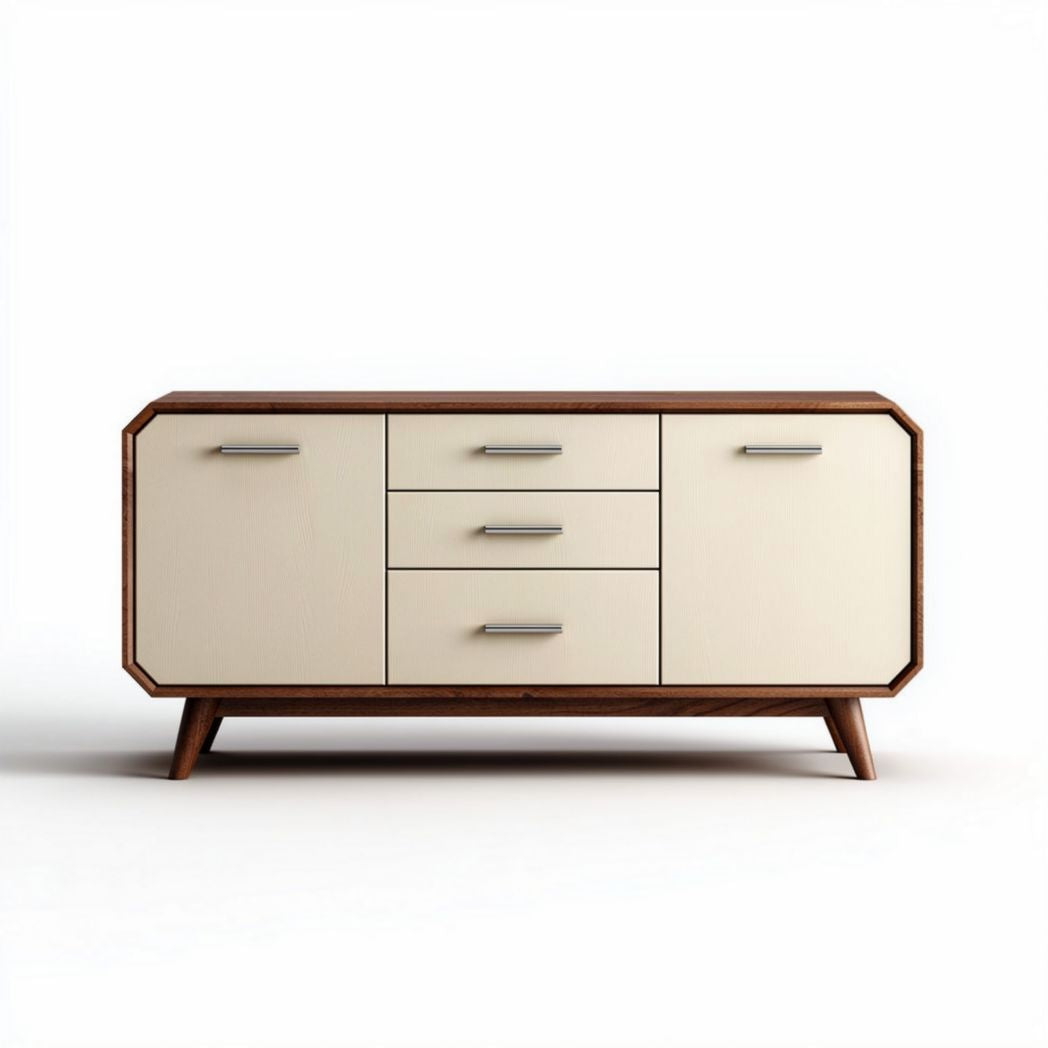 Dressoir in eikenhout met neutrale kleur en afmetingen 120 x 40 x 70cm