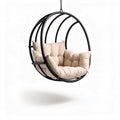 Hangende stoel van staal met kussen van polyester in beige 100 x 100 x 90cm