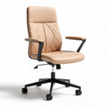 Bureauchair in beige kunstleer met armleuningen en hoogteverstelling 45 x 60 x 100cm
